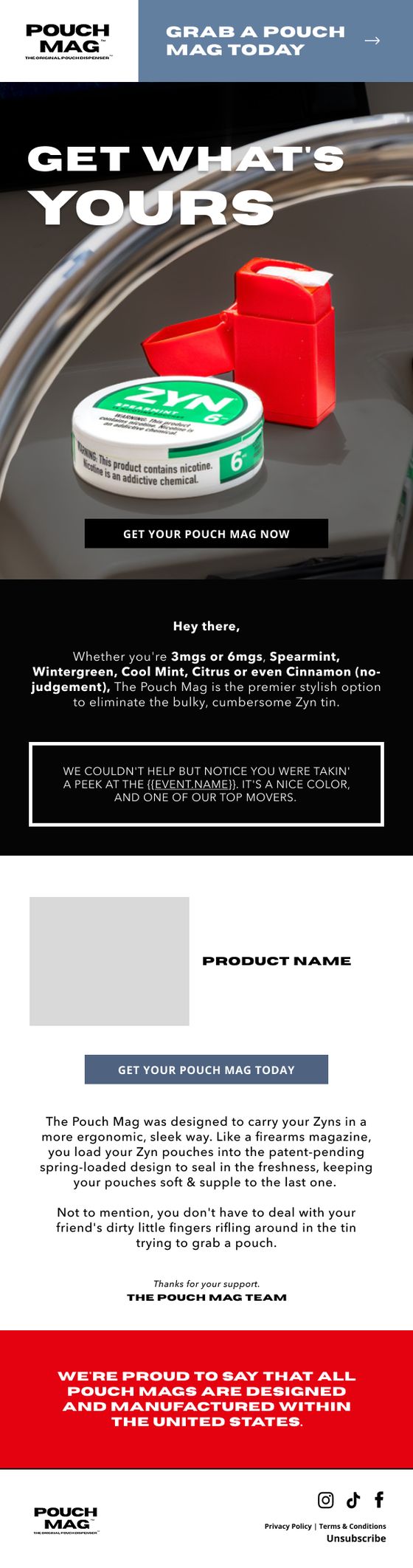 The Original Pouch Dispenser email for Pouch Mag