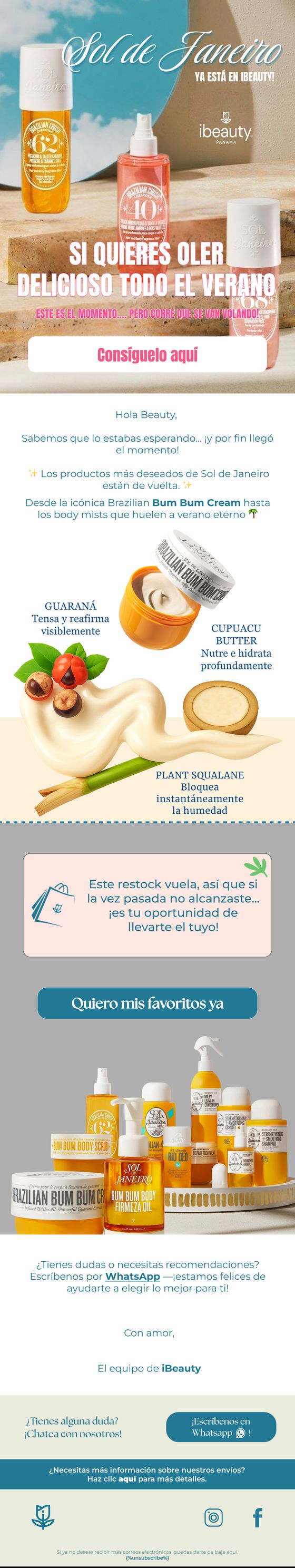 Cheirosa Fragrance Restock email for Sol de Janeiro